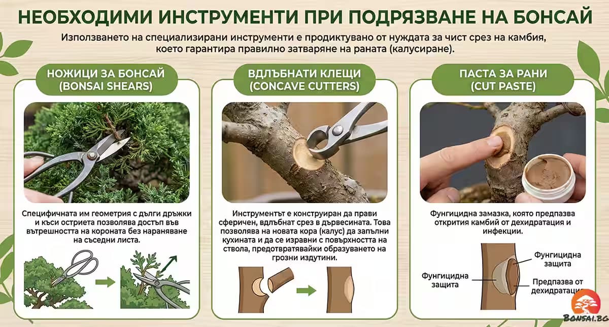 Инструменти за подрязване на бонсай