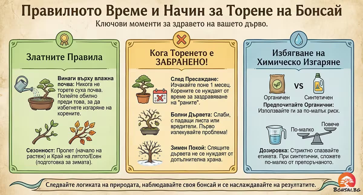 Правилното време и начин за наторяване на бонсай