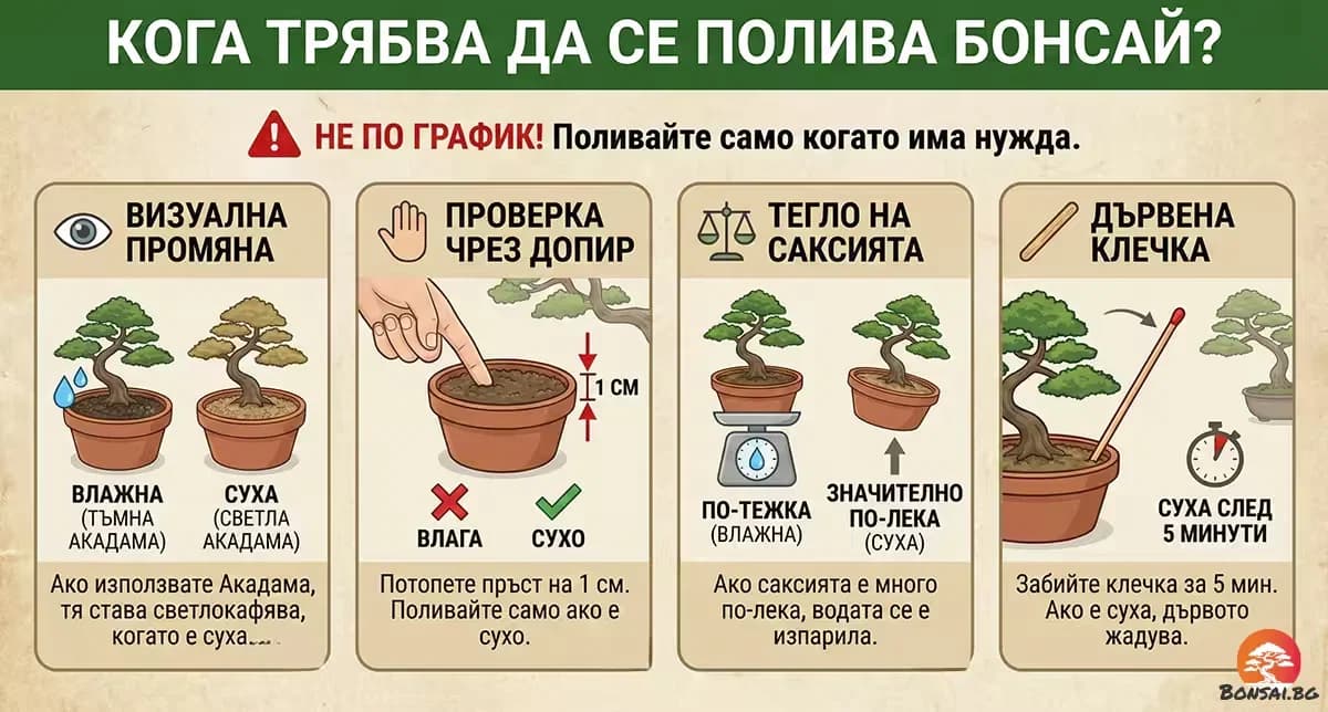Кога да полеем бонсай