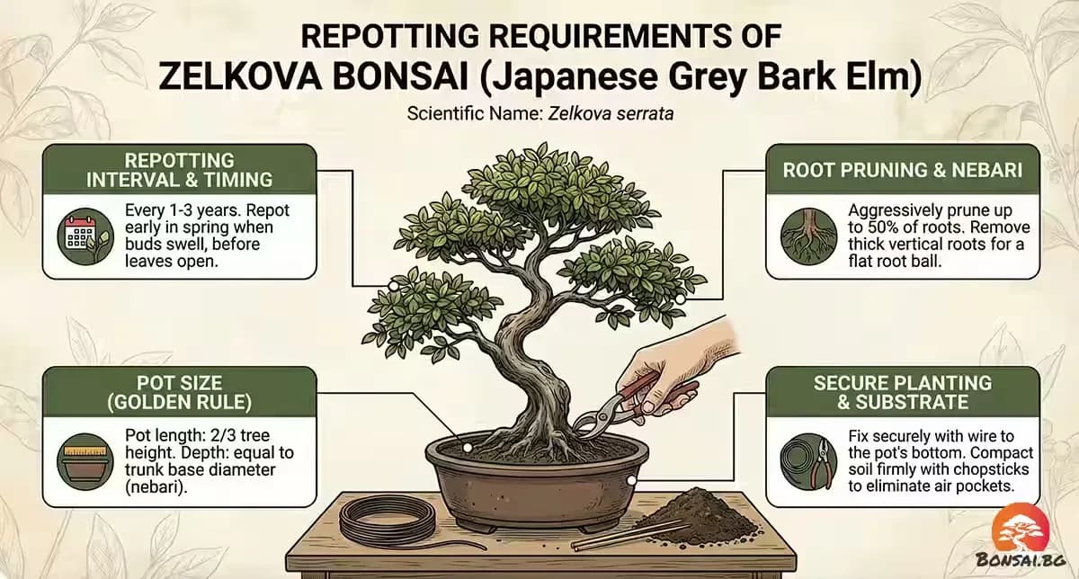 Изискванията за пресаждане на бонсай Зелкова