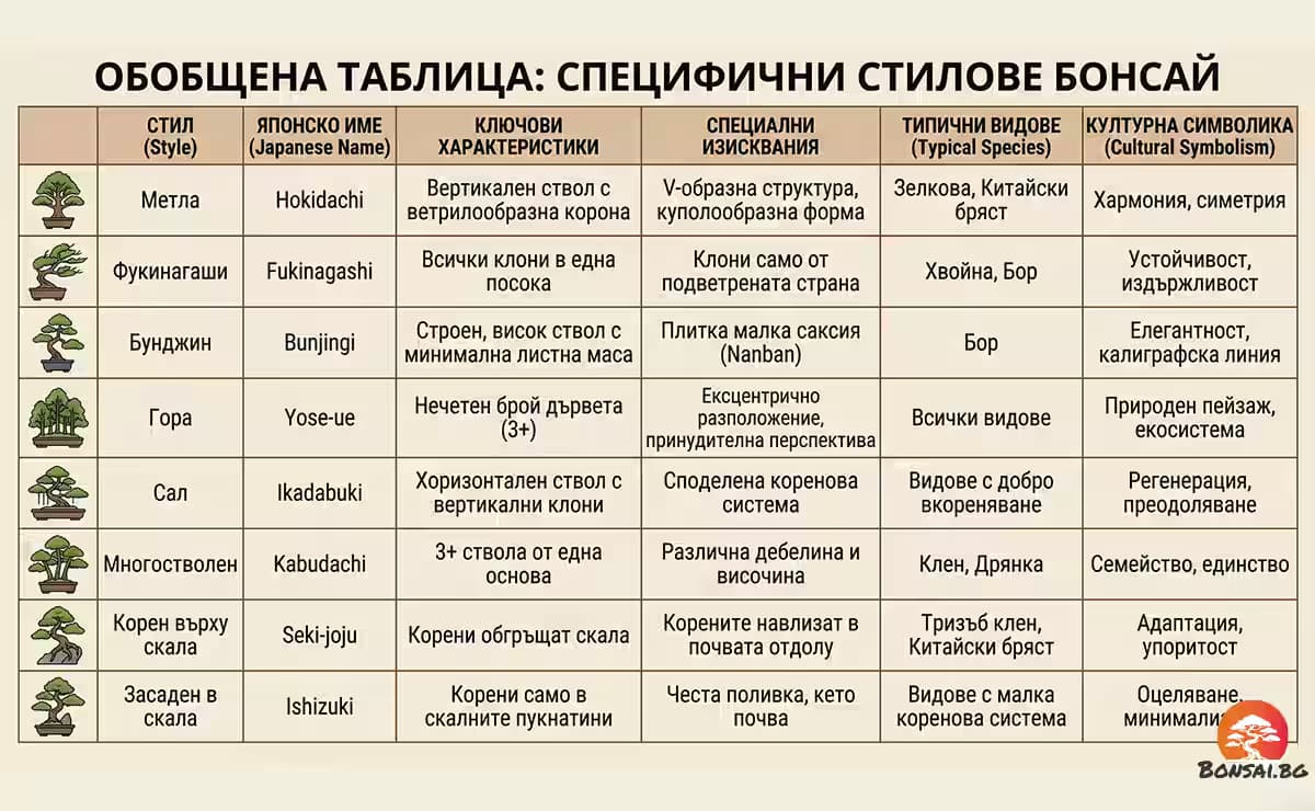 Бонсай стилове за напреднали