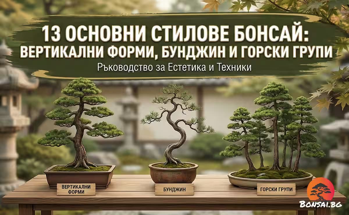 13 Основни стилове Бонсай: Вертикални форми, Бунджин и Горски групи