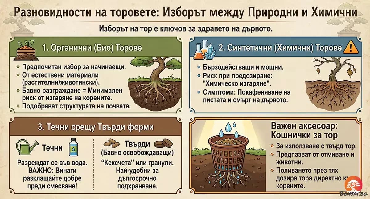 Разлика между синтетични и органични бонсай торове