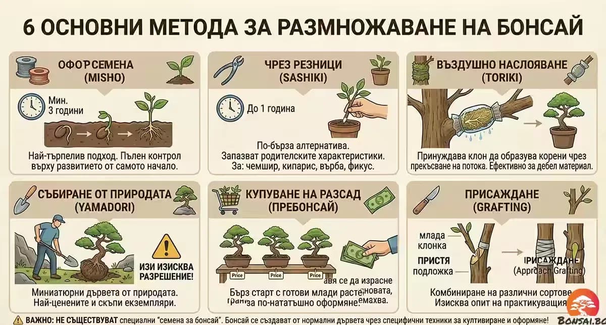 Бонсай: 6-те Основни методи за размножаване