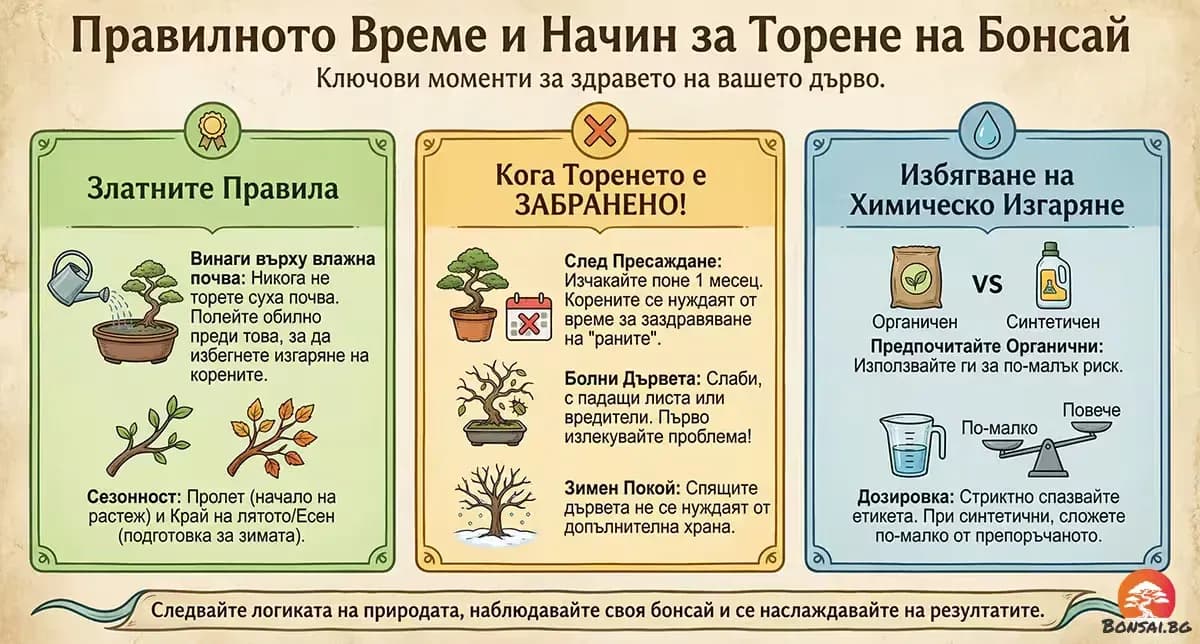 Правилното време и начин за наторяване на бонсай