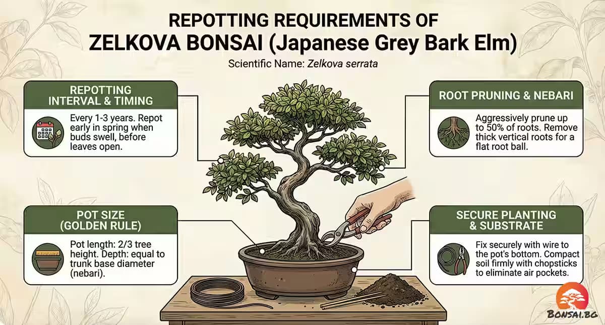 Изискванията за пресаждане на бонсай Зелкова